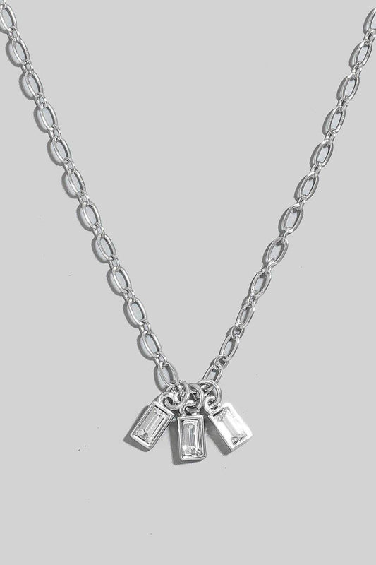Glass Baguette Charms Chain Necklace