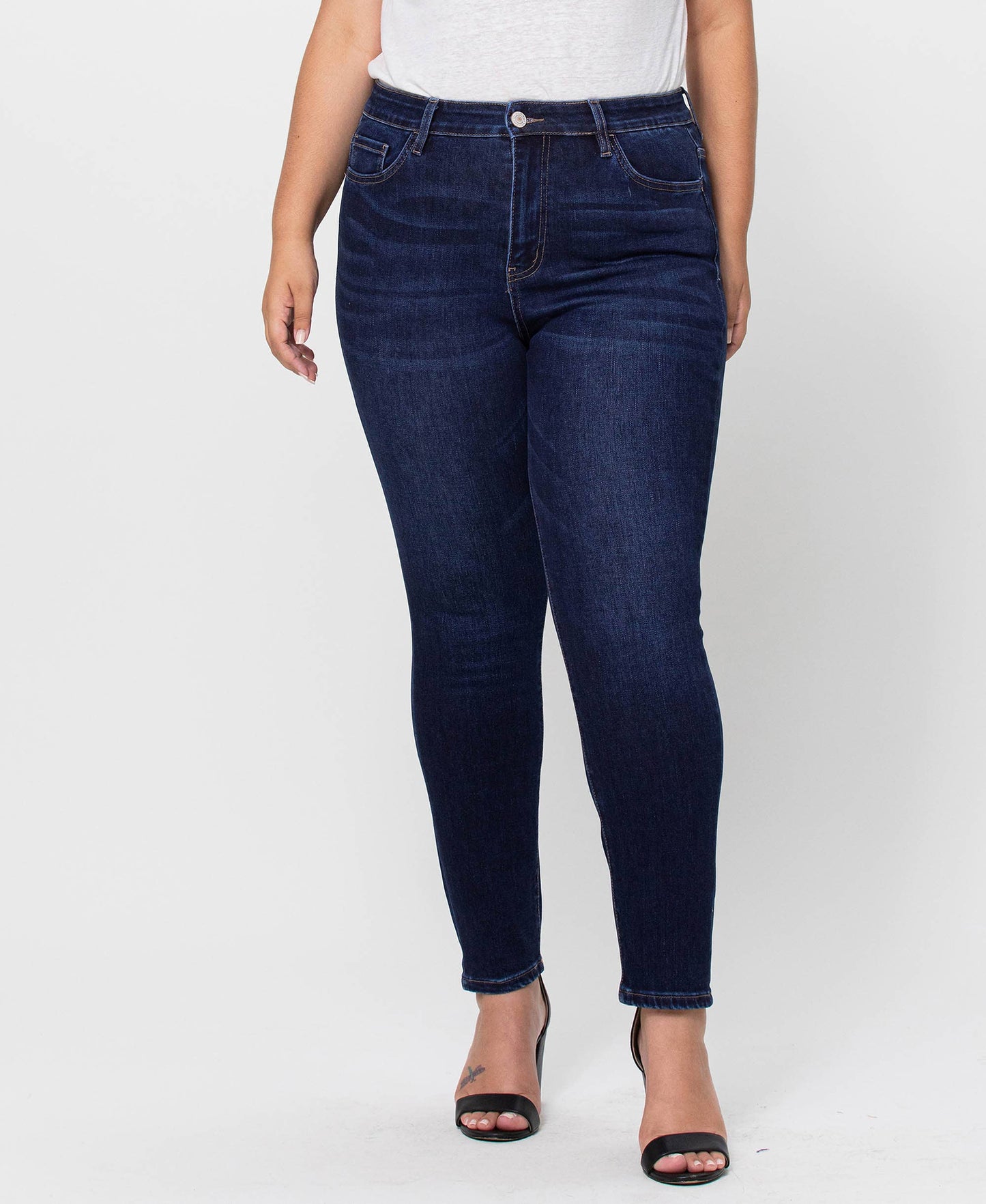 PLUS SIZE HR ANKLE SKINNY JEANS DK WASH