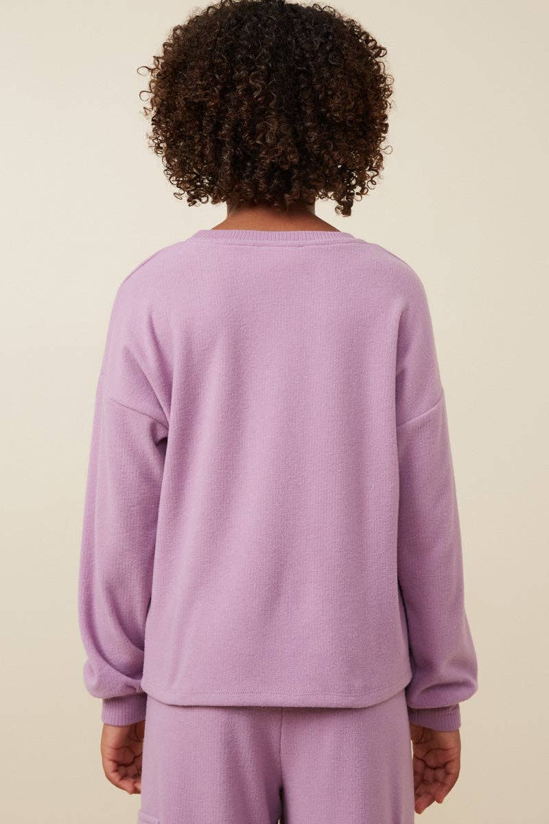 Girls Soft Rib Seam Long Sleeve Top