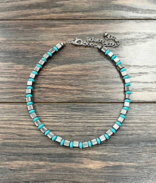 Handmade Square Navajo Bead Necklace
