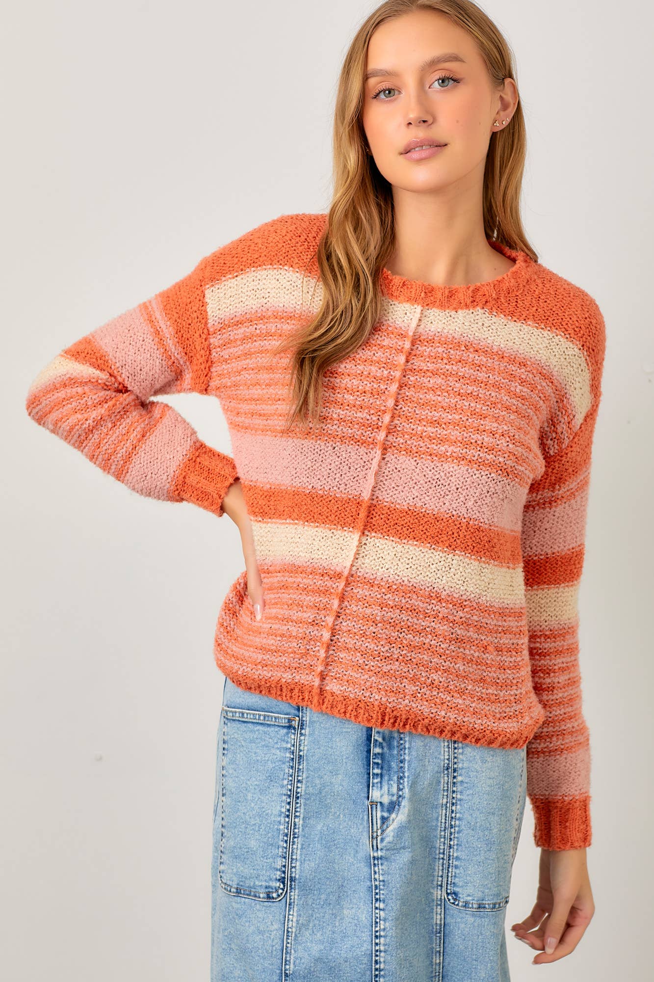 HALEE MIXED STRIPE SWEATER