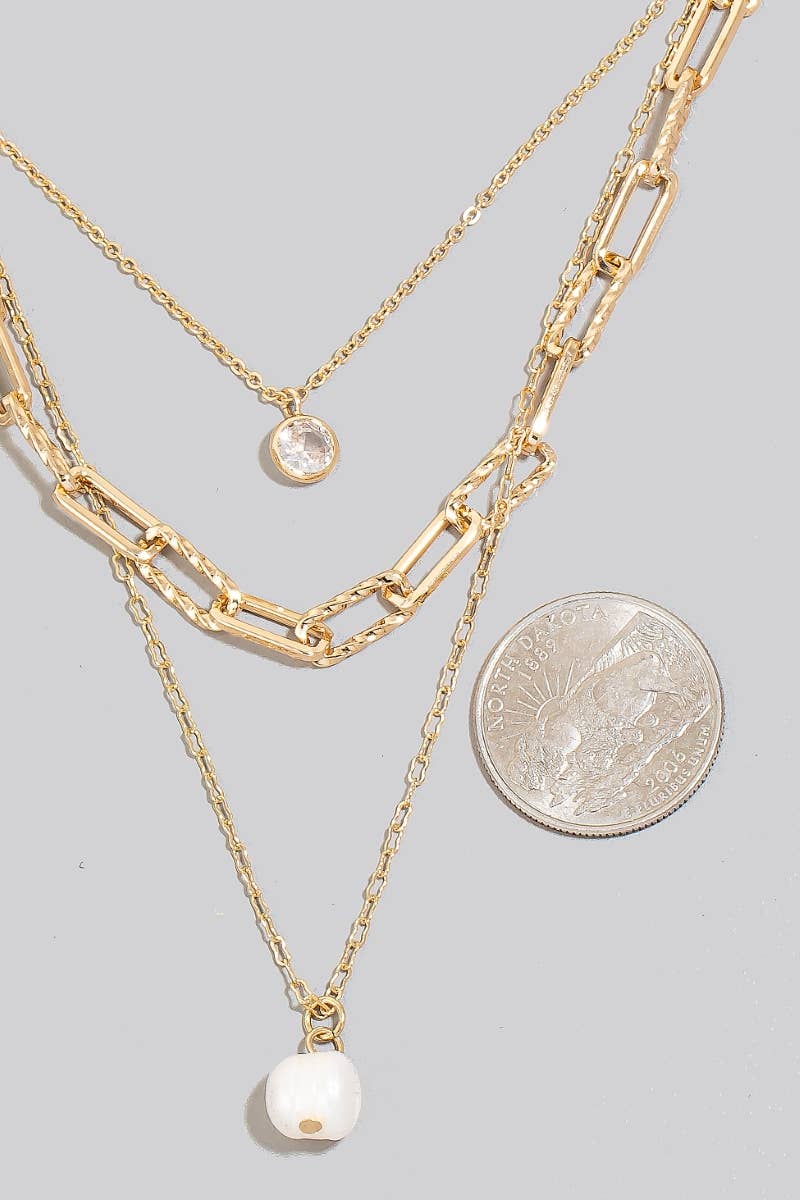 Pearl + Charms Layered Necklace Set