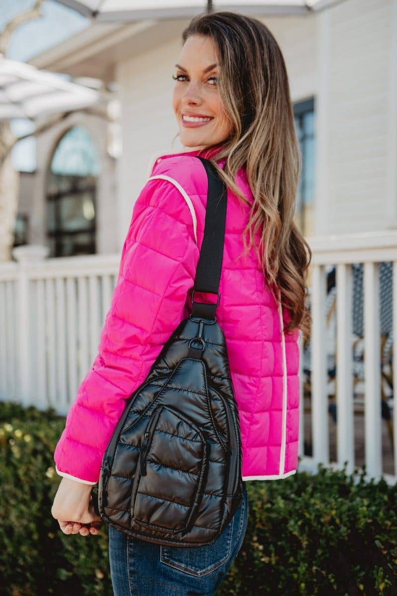 BLACK METALLIC CROSSBODY