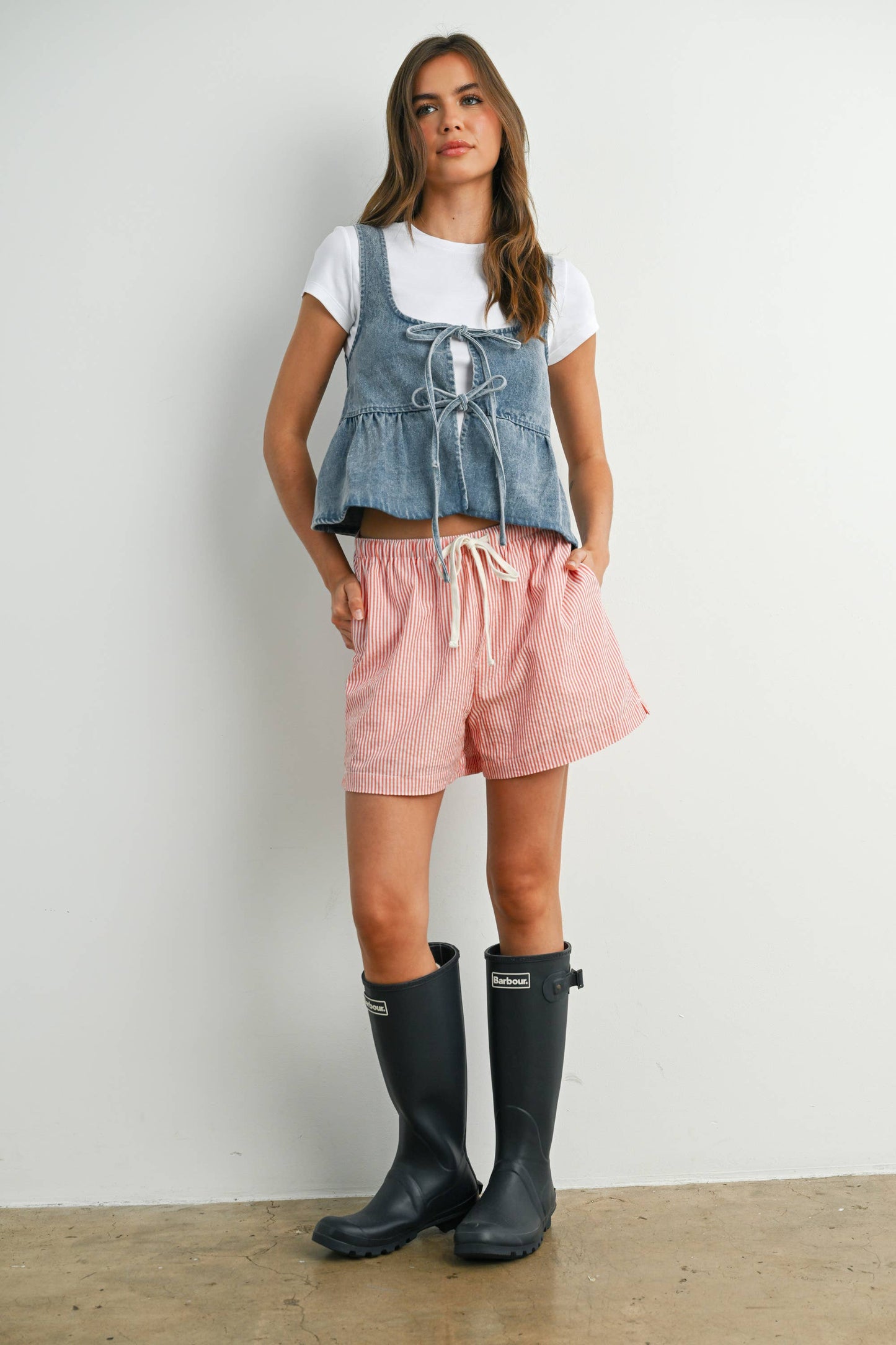 SHANIA RUFFLED HEM TIE TOP
