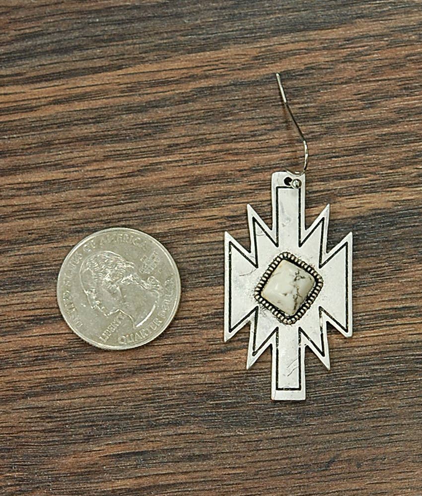 Aztec White Turquoise Earrings