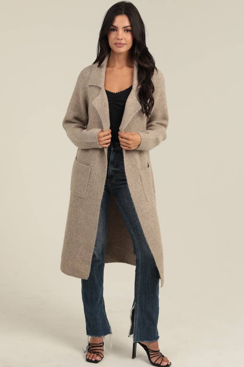 KNIT SWEATER TRENCH CARDIGAN