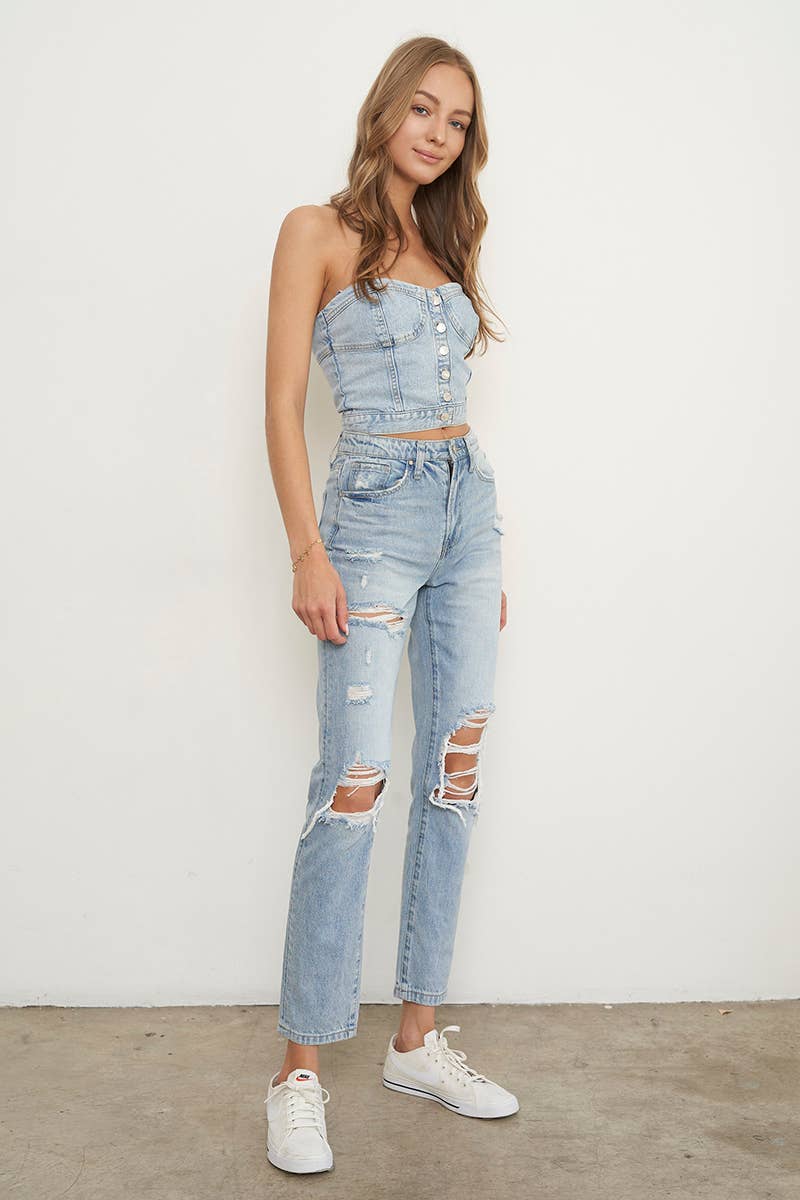 TRIN RIPPED IG GIRLFRIEND JEANS