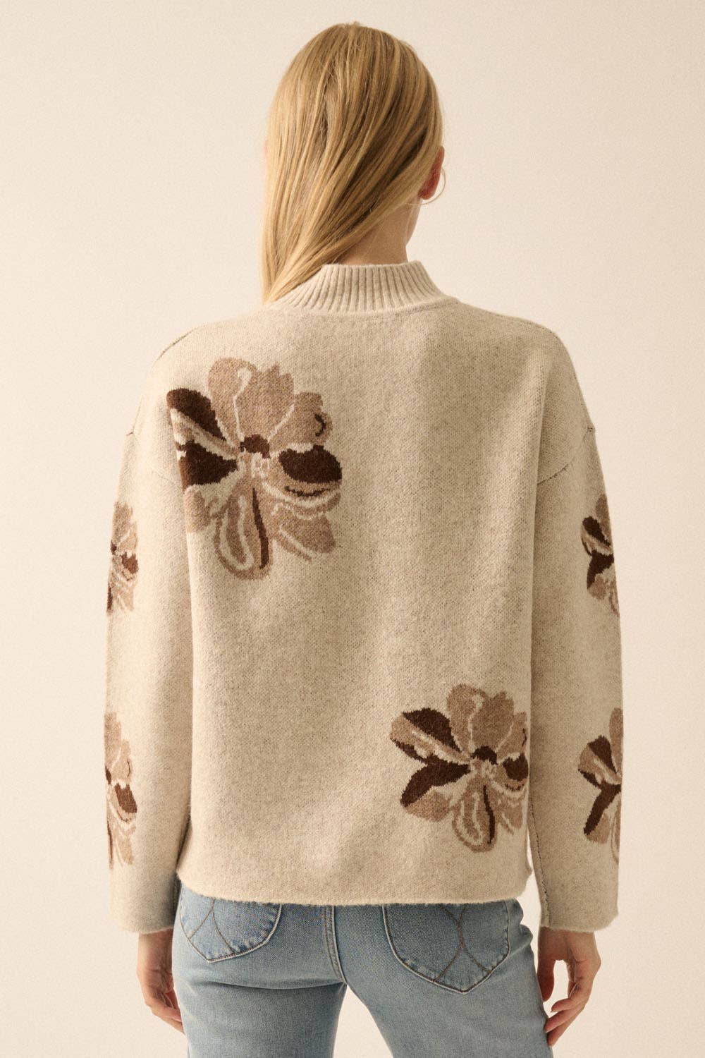 FLORAL MOCK NECK SWEATER
