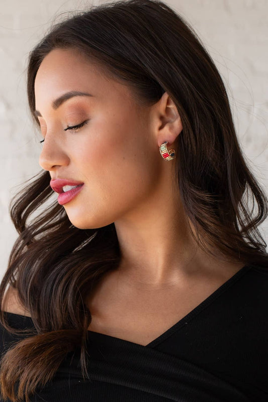 Red, Gold, Blue & Mint Beaded Hoops