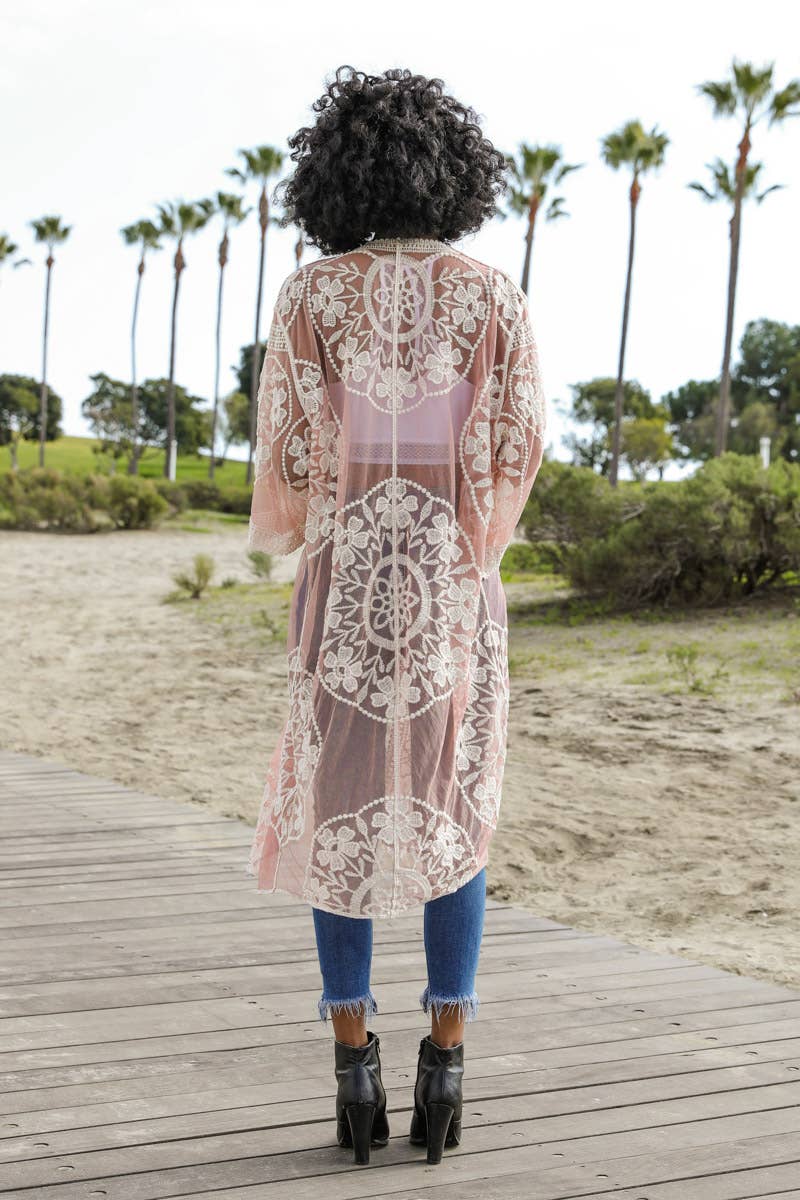 ROSE LACE COTTON KIMONO