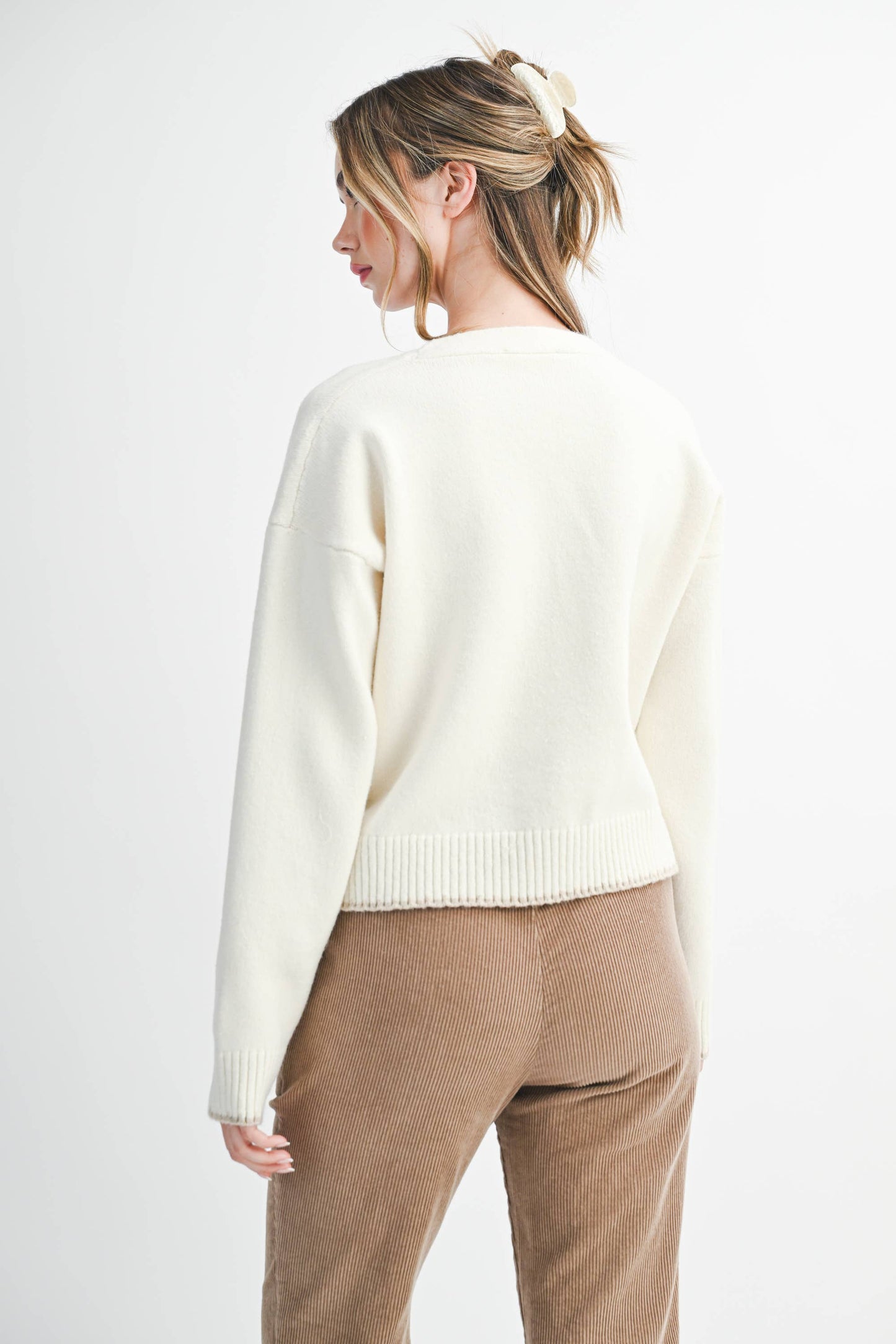 Raven Cardigan with Contrast Stitching