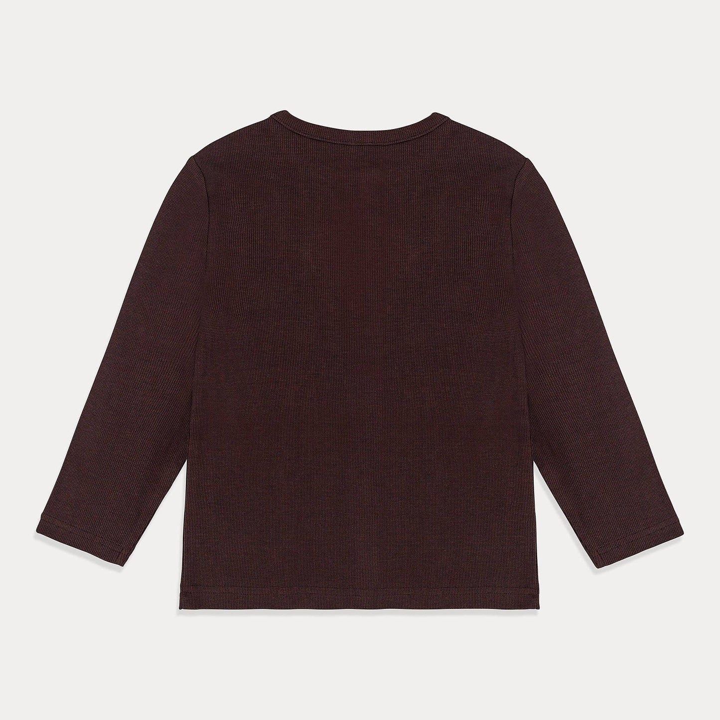 Boys Thermal Waffle Knit Shirt: Coffee Brown