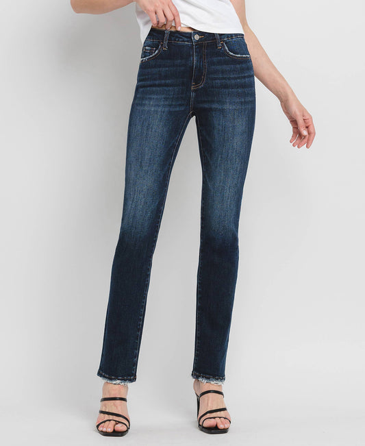 HIGH RISE LONG SLIM STRAIGHT JEANS