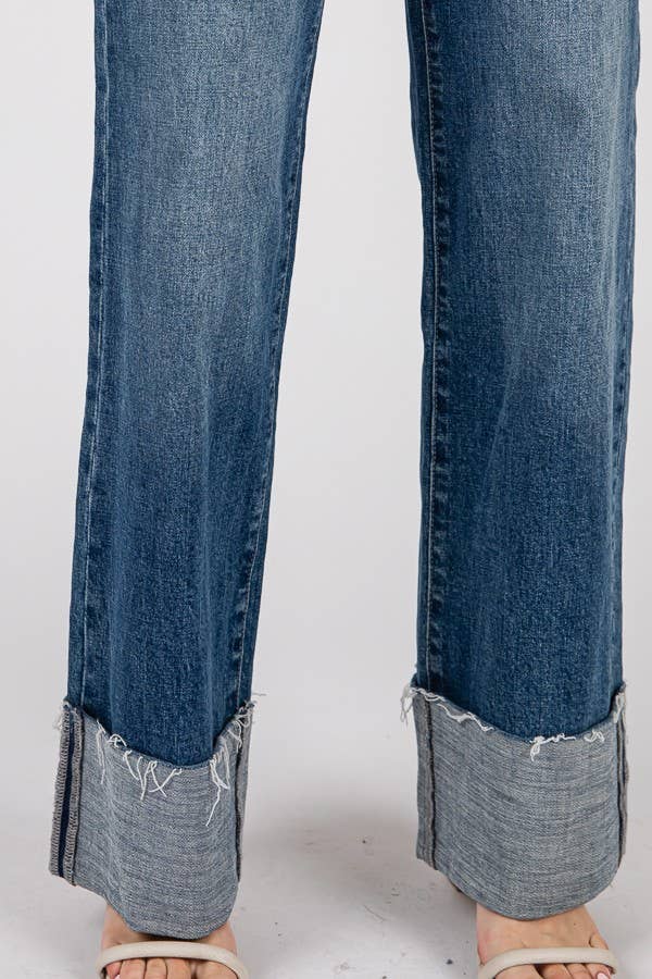 RINNA HR STRAIGHT CUFFED HEM JEANS
