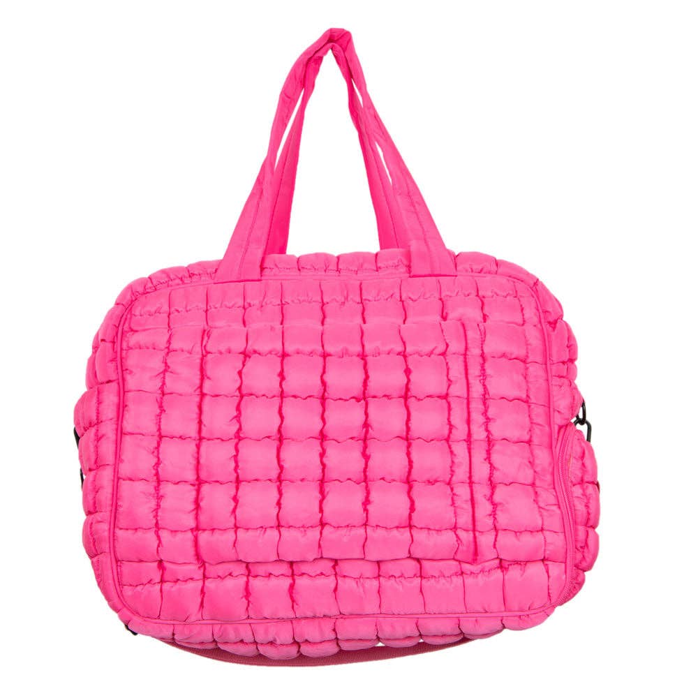 HOT PINK QUITLED WEEKENDER BAG