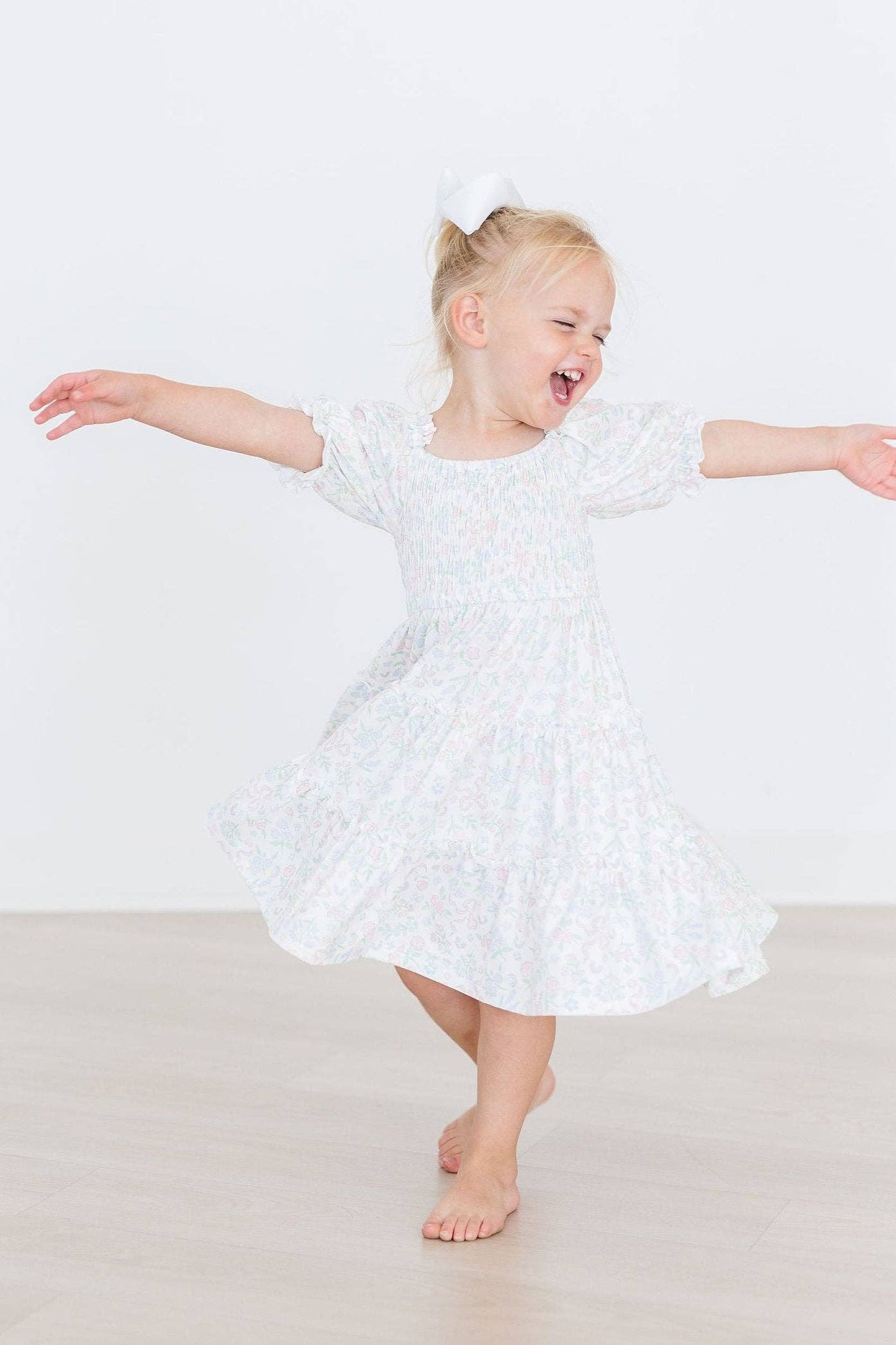 FLORAL BOW RUFFLE DRESS