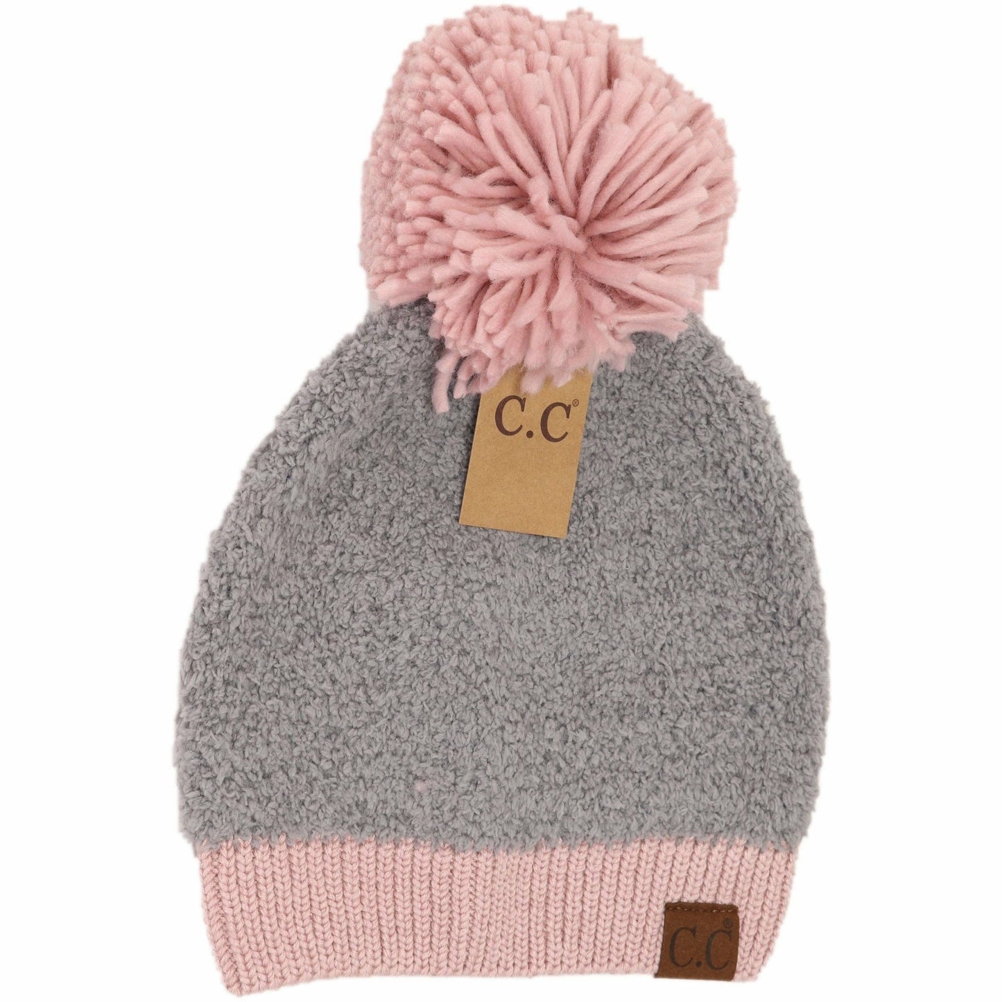 Color Block Knitted Sherpa Pom Beanie