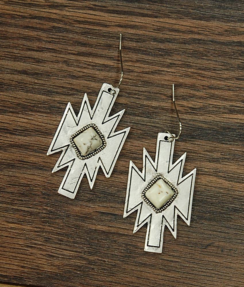 Aztec White Turquoise Earrings