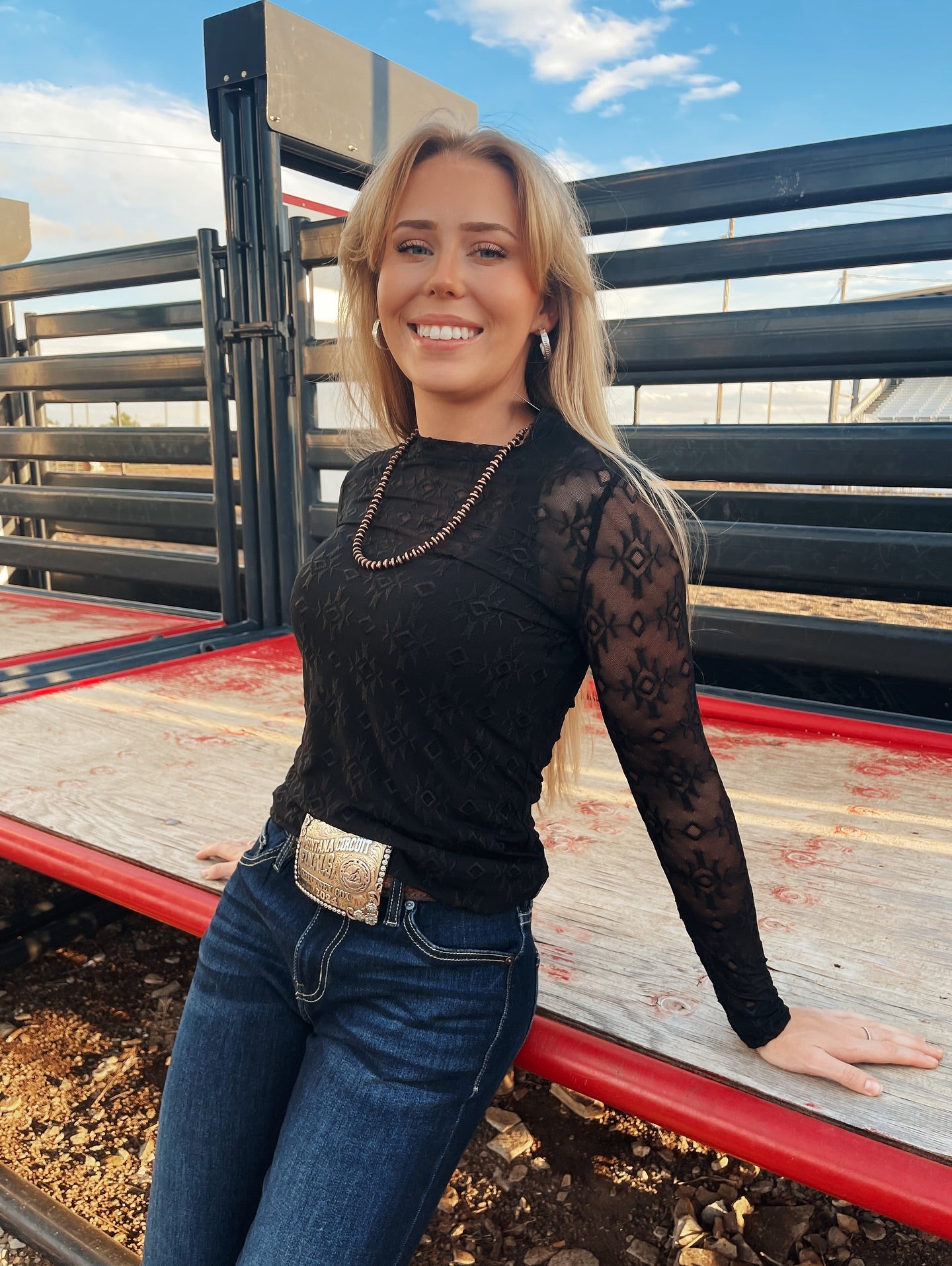 WESTERN BLACK MESH TOP