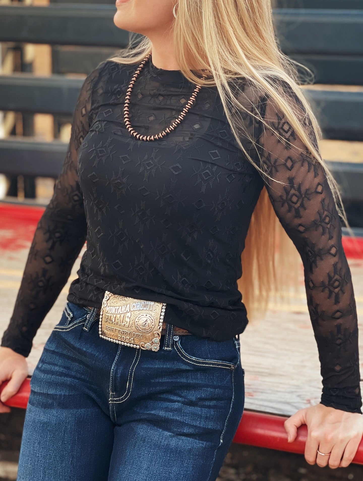 WESTERN BLACK MESH TOP