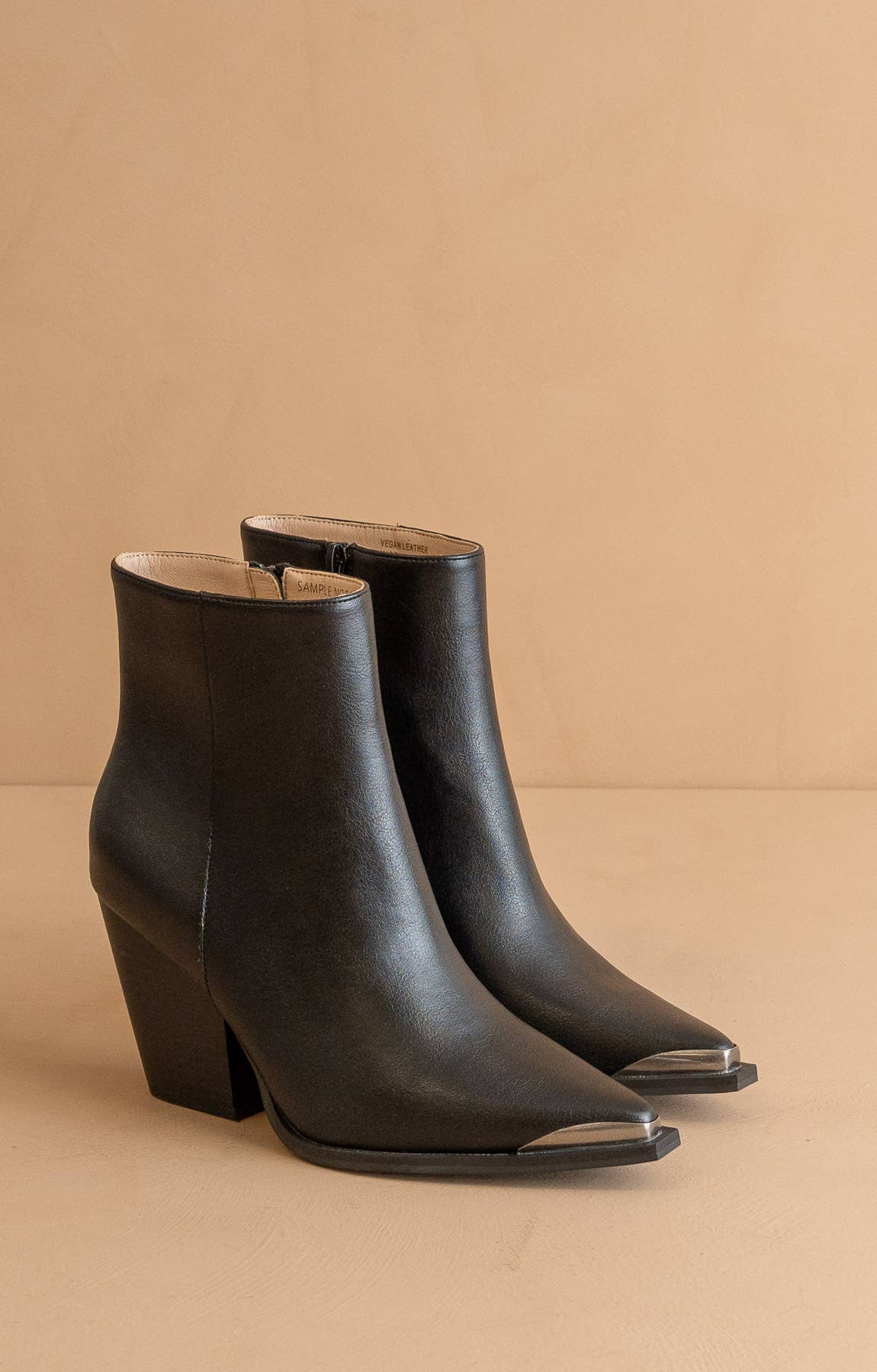 The Frankie | Black Pointed Toe Cap Bootie