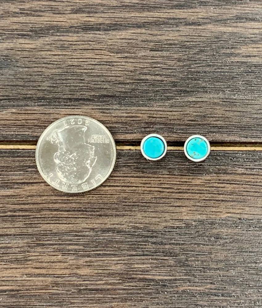 Round Turquoise Stud Earrings