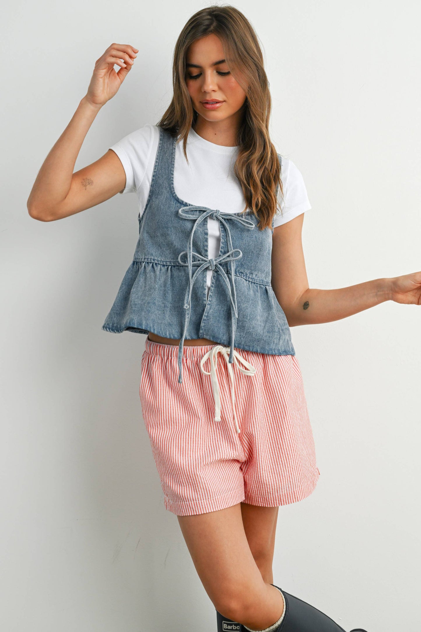 SHANIA RUFFLED HEM TIE TOP