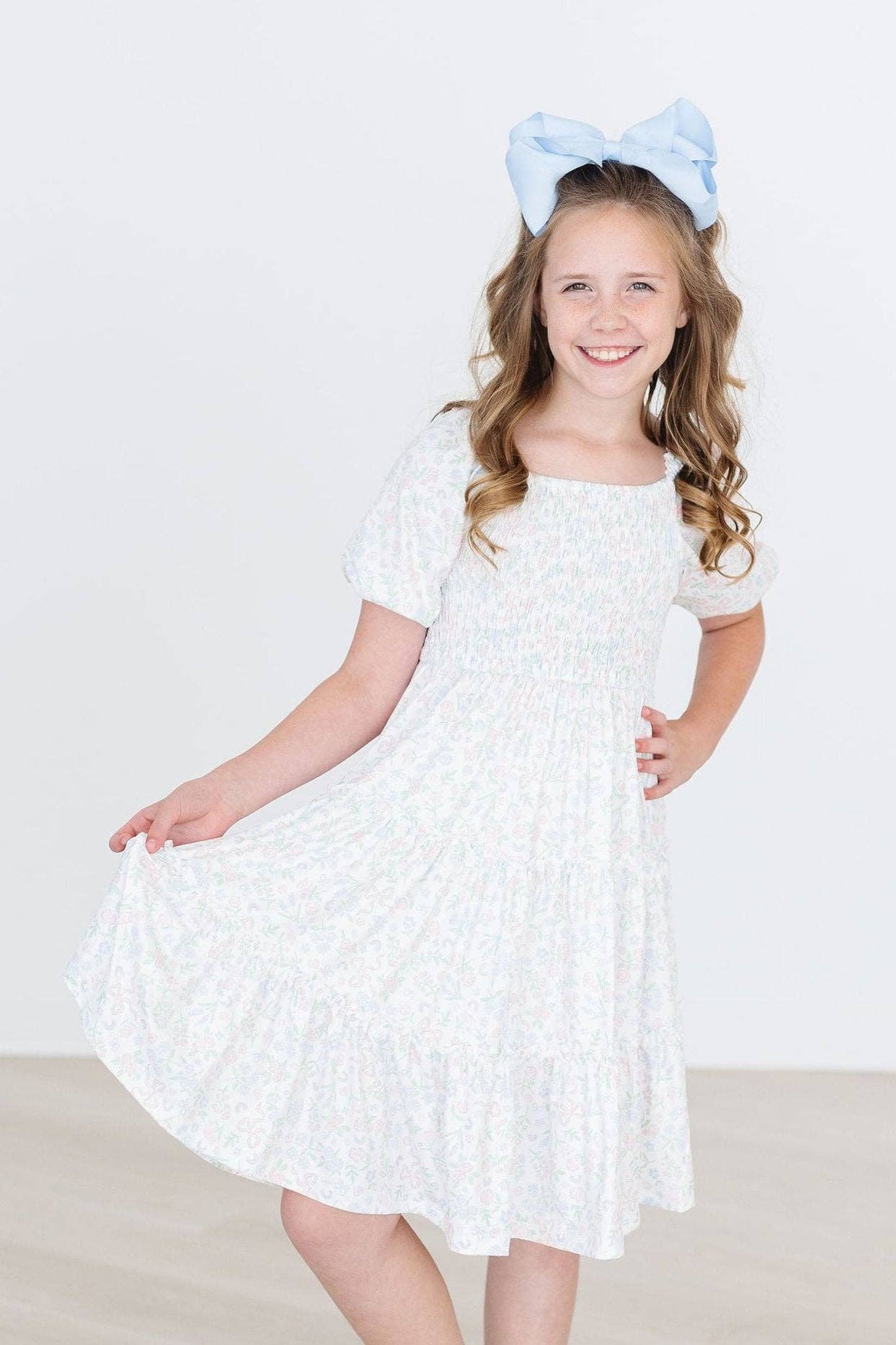 FLORAL BOW RUFFLE DRESS