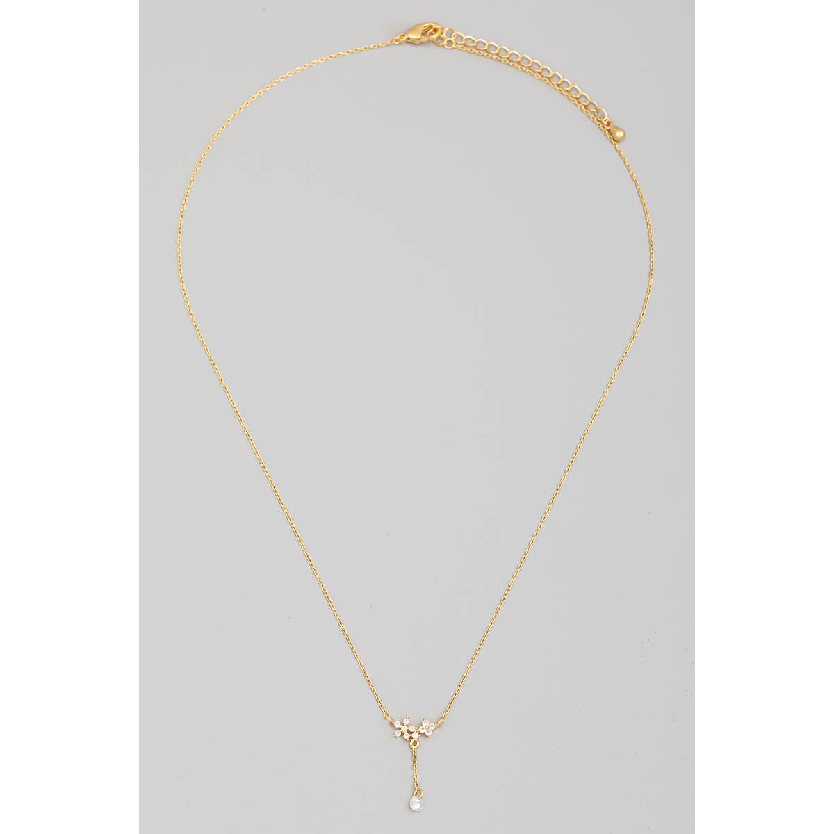 Delicate Chain Rhinestone Flower Charm Necklace: G