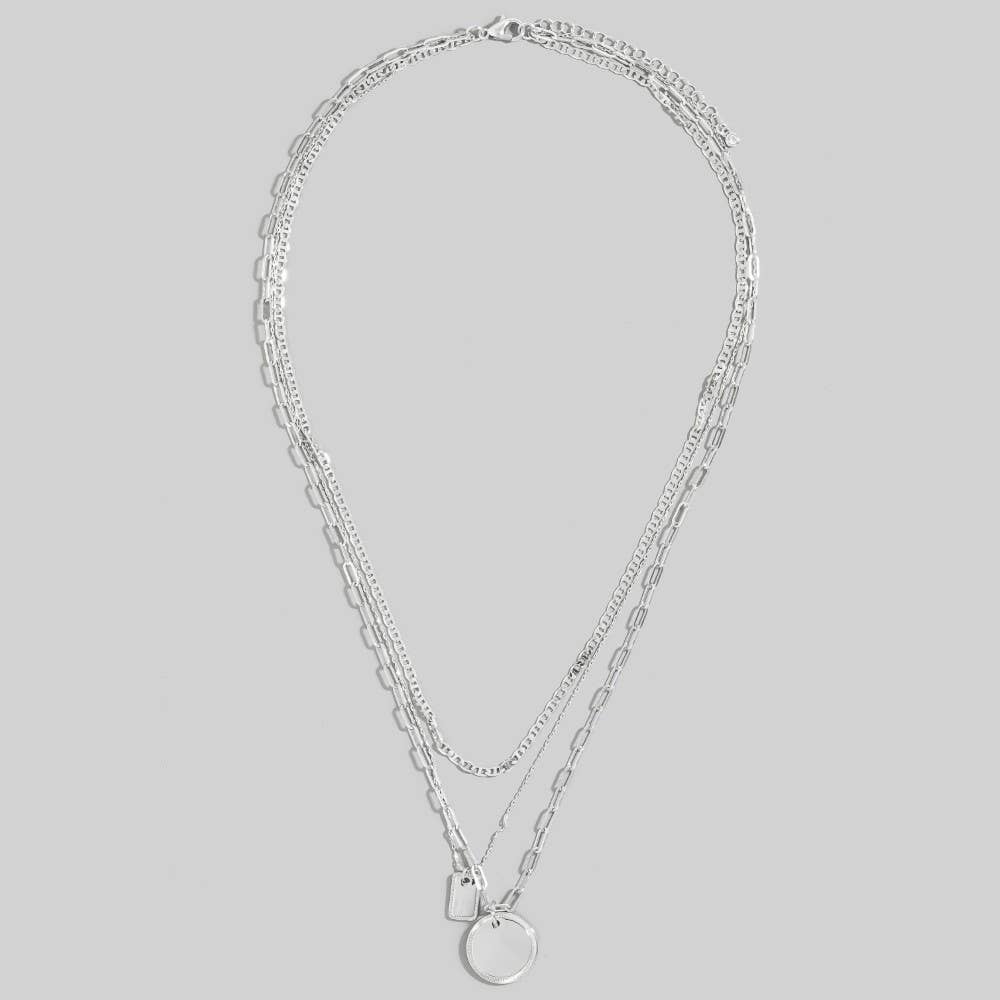 Gold Dipped Coin And Tag Pendants Layered Necklace