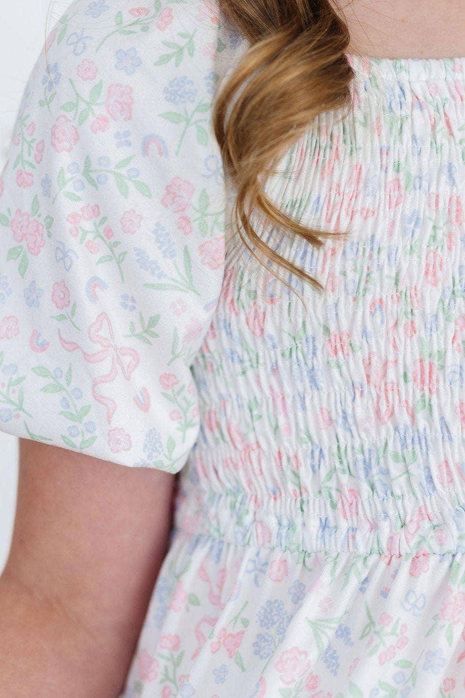 FLORAL BOW RUFFLE DRESS