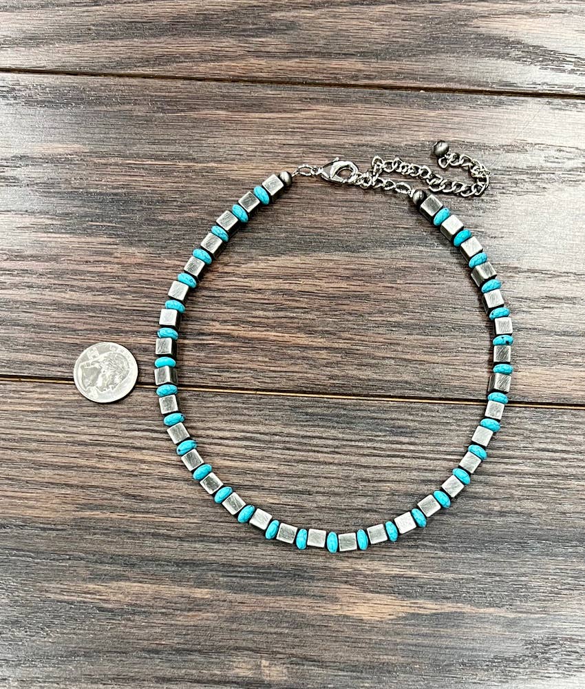 Handmade Square Navajo Bead Necklace