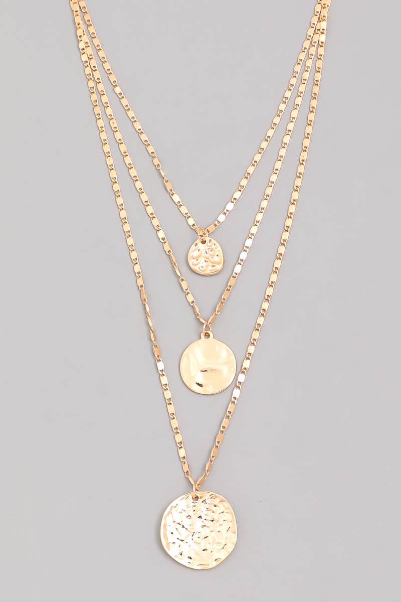 Layered Chain + Coin Pendant Necklace