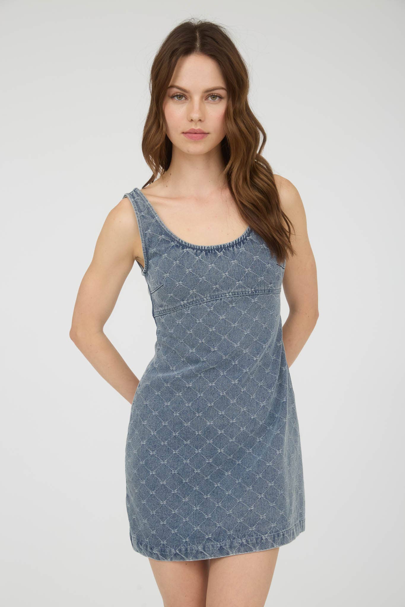 CHARLOTTE BOW DETAIL DENIM MINI