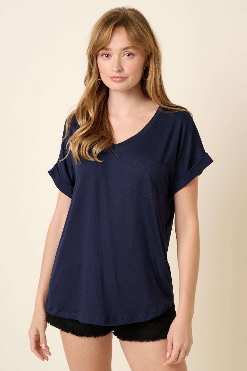 NAVY BASIC VNECK