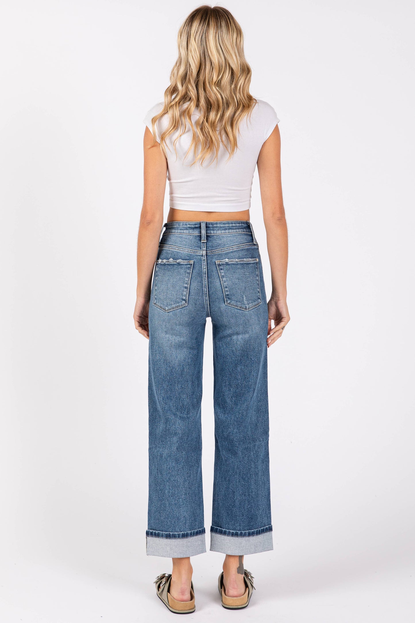 HIGH RISE STRETCH RELAXED STRAIGHT W/ CUFFED HEM