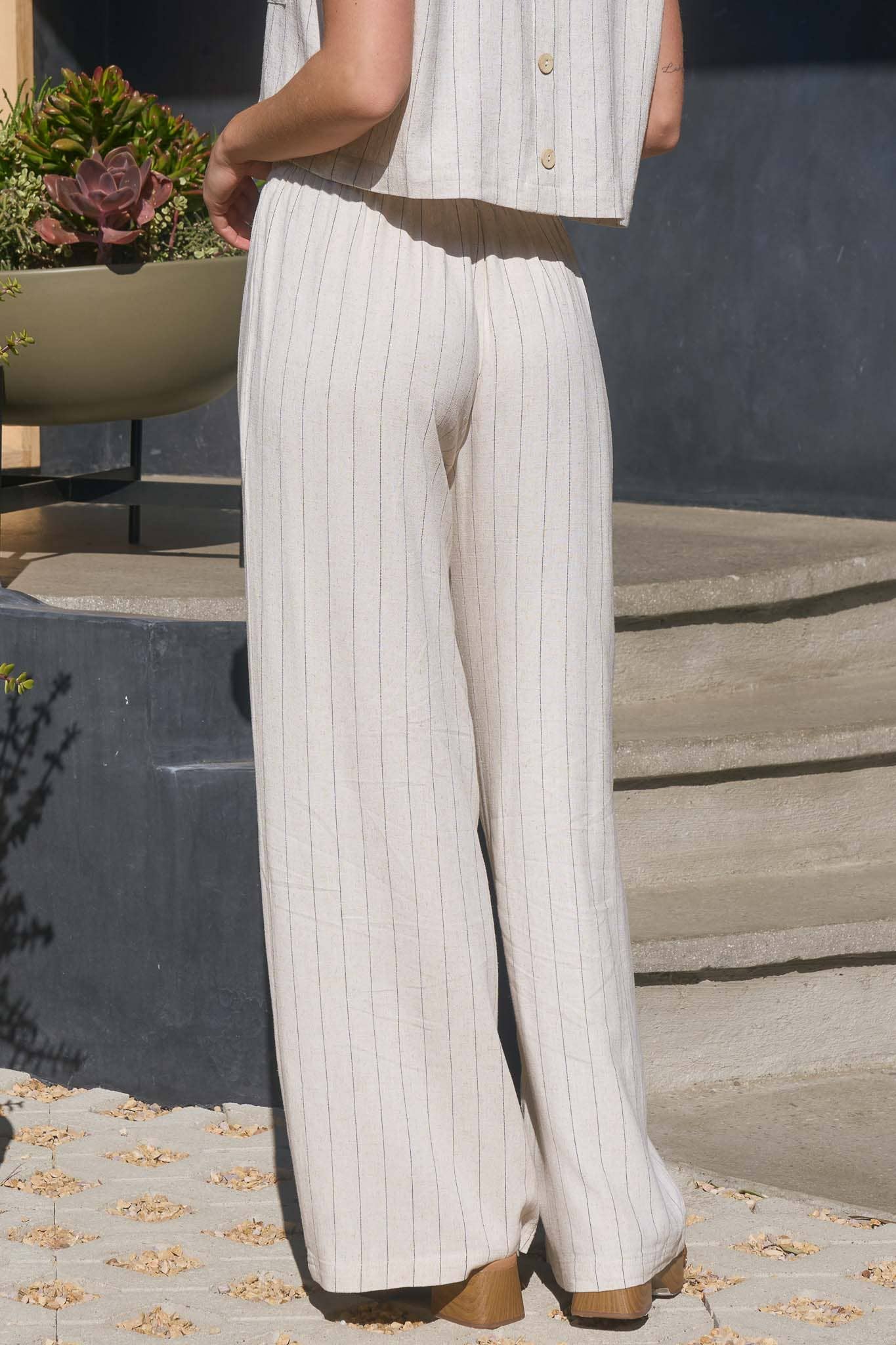 PINSTRIPE LINEN PANTS