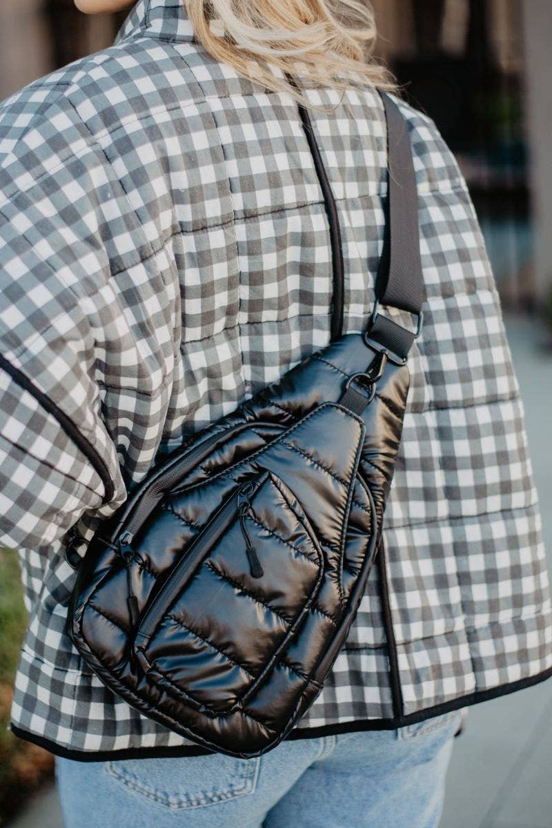 BLACK METALLIC CROSSBODY