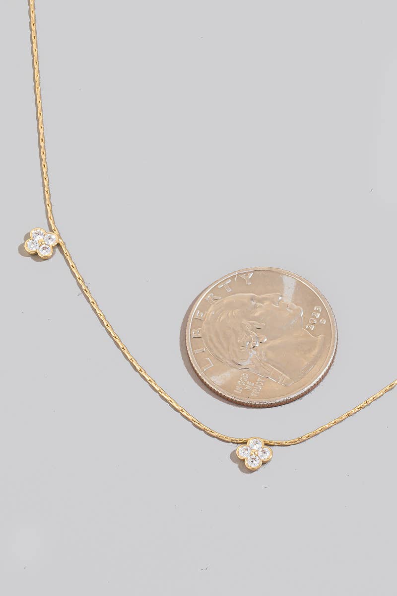 Mini Studded Clover Charms Necklace