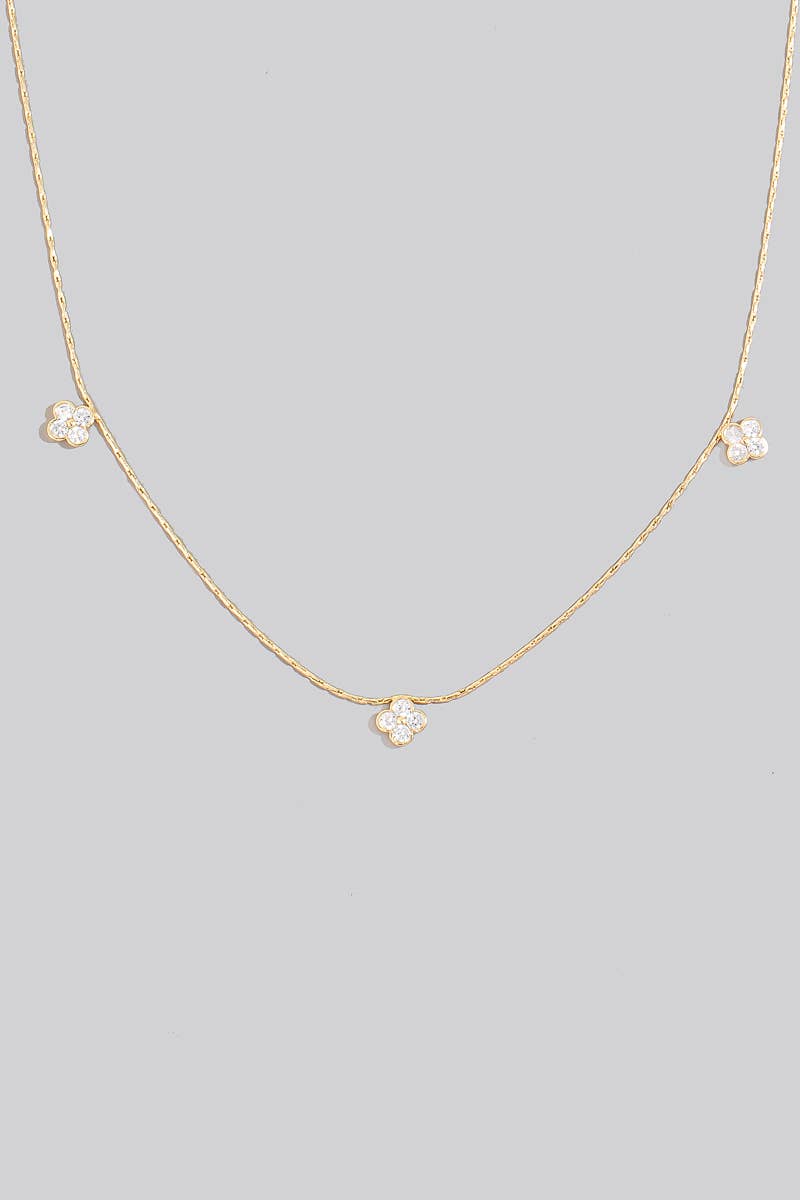 Mini Studded Clover Charms Necklace