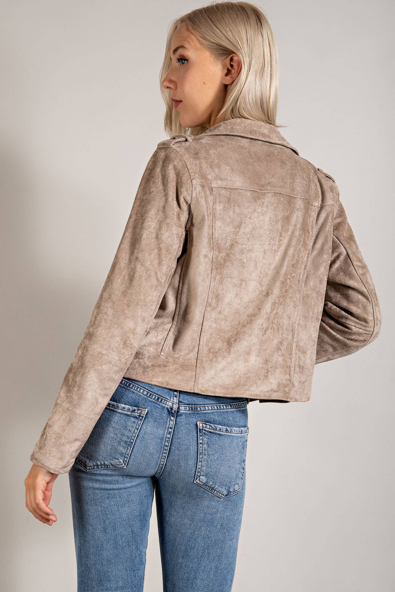 JOSIE BEIGE SUEDE ZIP JACKET