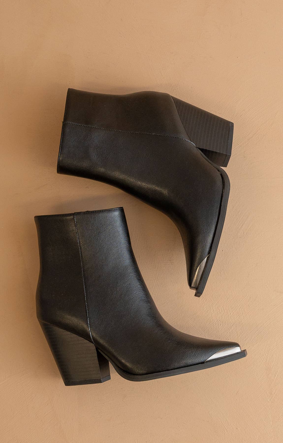 The Frankie | Black Pointed Toe Cap Bootie