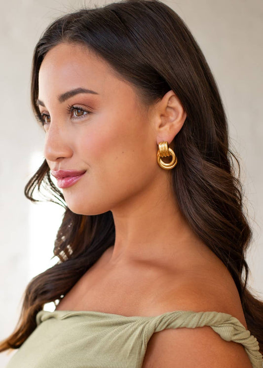 Luxe Gold Textured Dangle Earrings