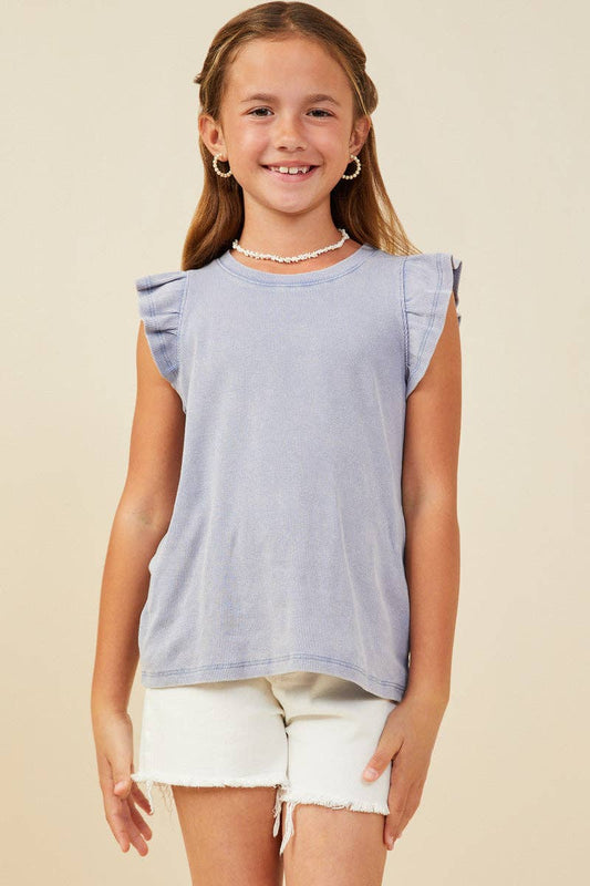 Girls Washed Ribbed Knit Tank