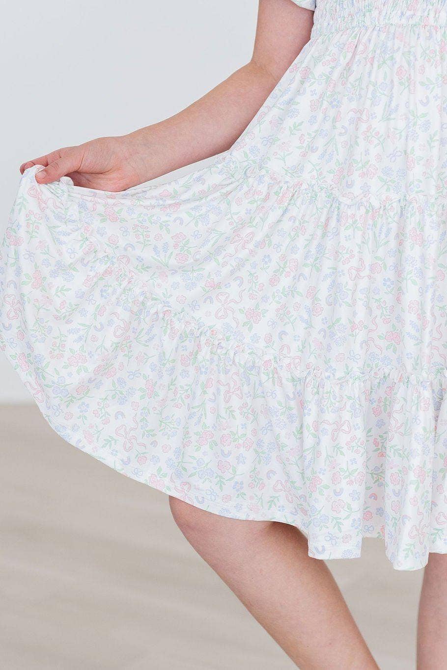 FLORAL BOW RUFFLE DRESS