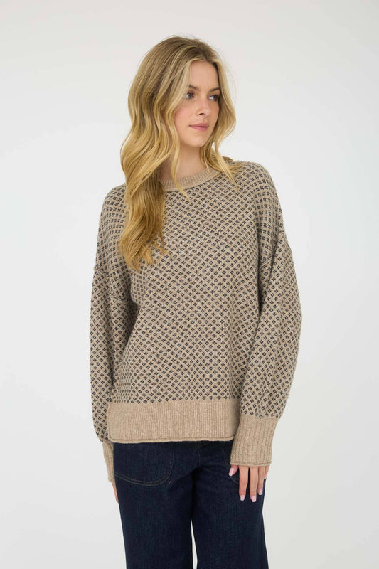 JACQUARD CREW KNIT SWEATER