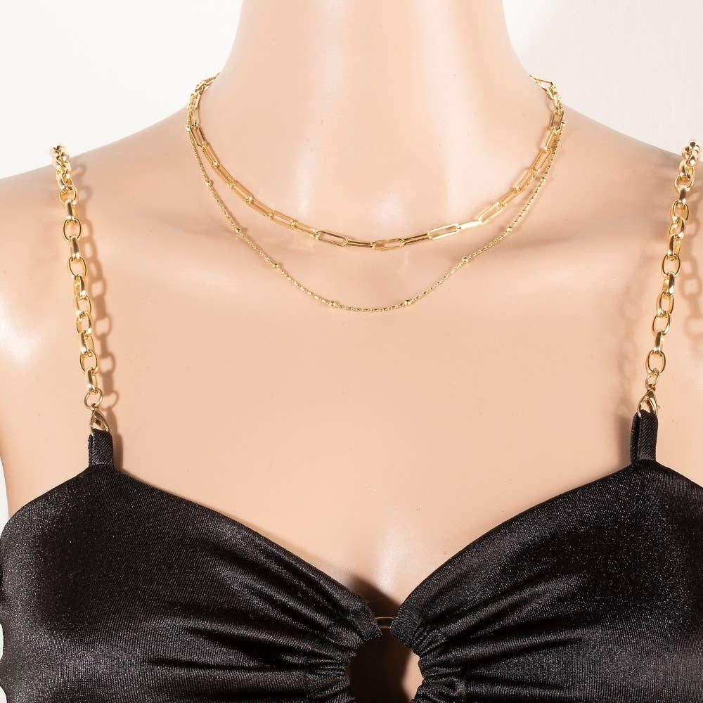 Dainty Mixed Layered Classic Chain Necklace: G