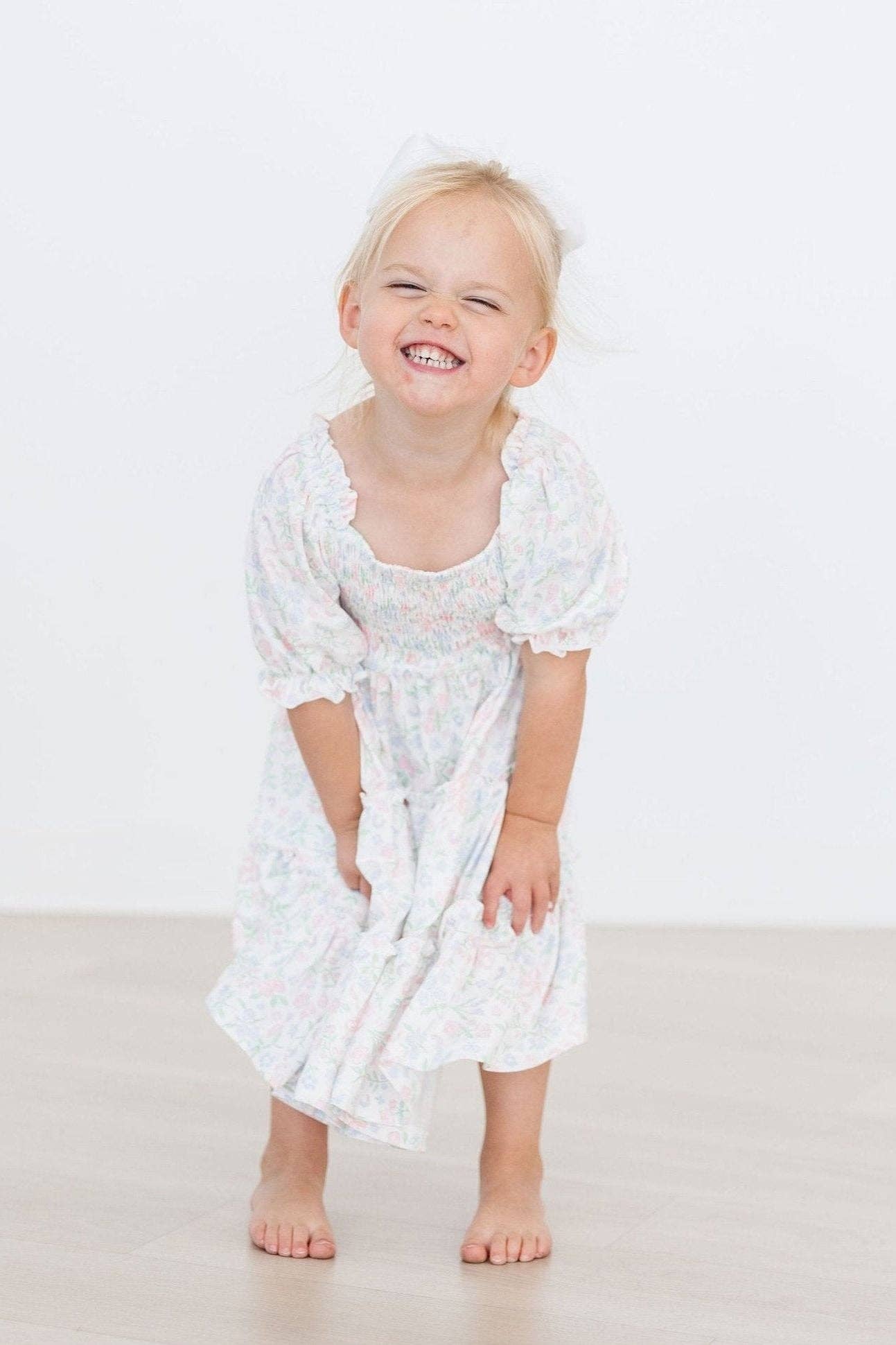 FLORAL BOW RUFFLE DRESS
