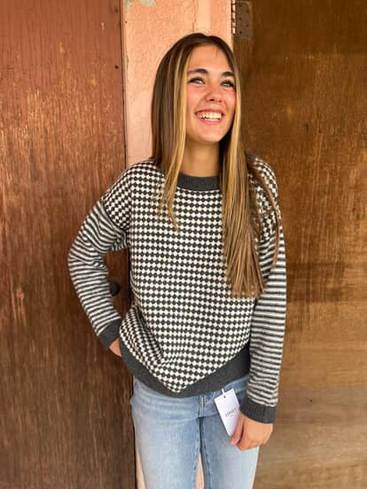 MINI CHECK CREW SWEATER