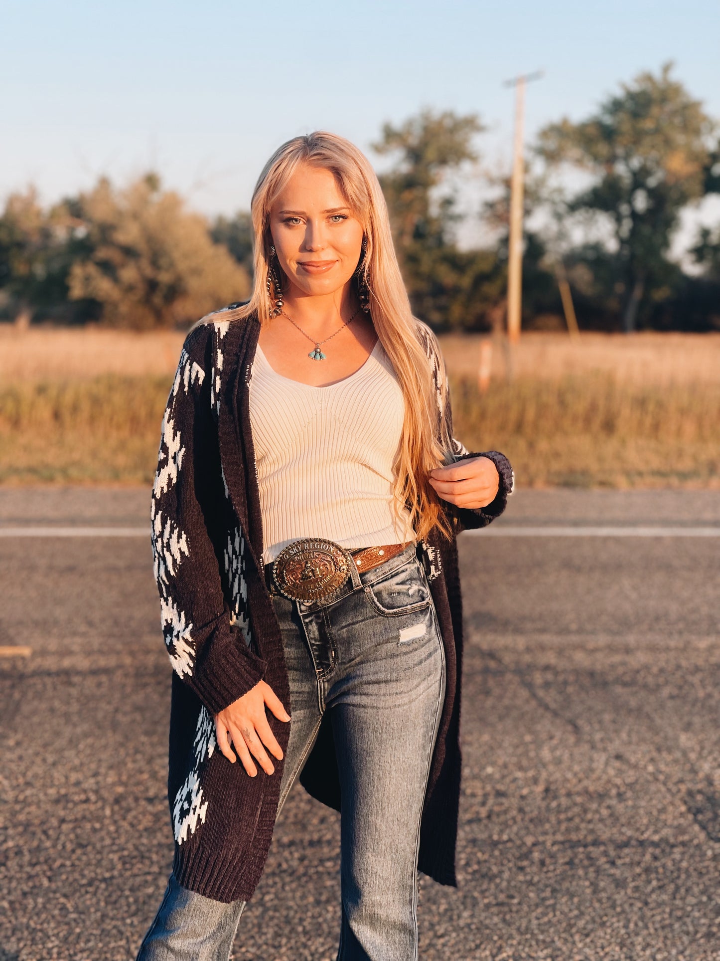 Beautiful Southwestern Open Front Cardigan